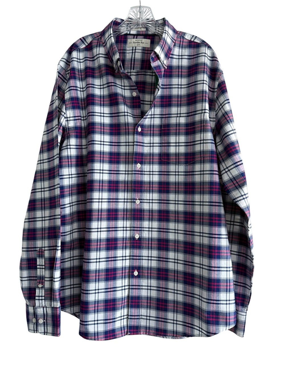Hawker Rye Modern Stretch Oxford Plaid Button Down Shirt Men's XL NWT